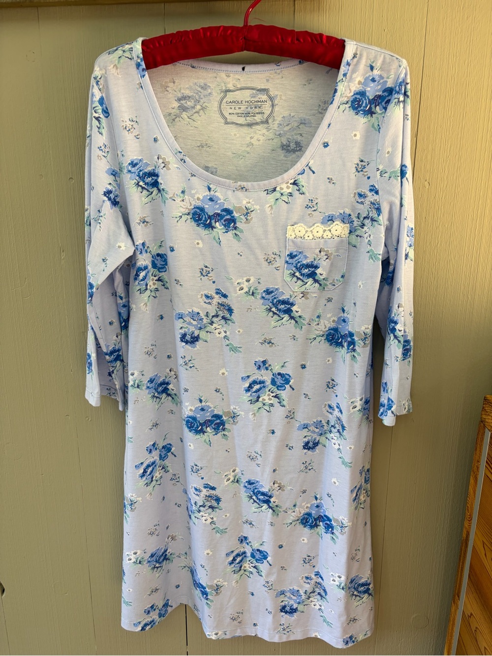 Midnight by Carole Hochman Light Blue Floral Nightshirt